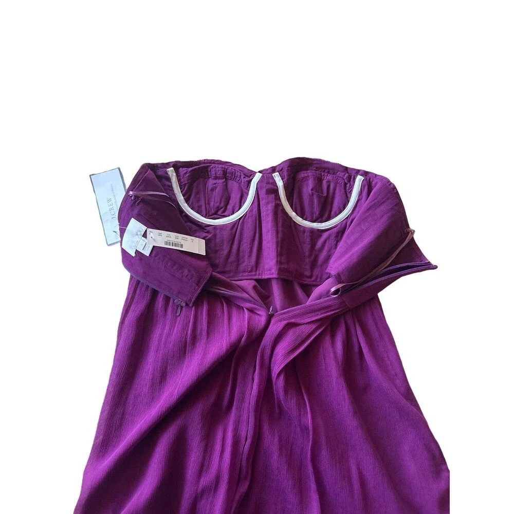 NWT J Crew Sz 4 Taryn Silk Chiffon Strapless Sweetheart Plum Mini Dress 22512